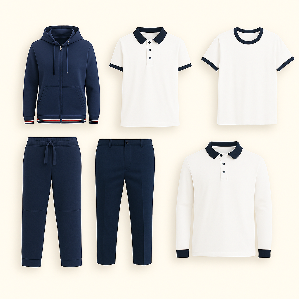 Designer (5) School Sports Set For Boys & Girls, Navy, For All Grades - Image 1